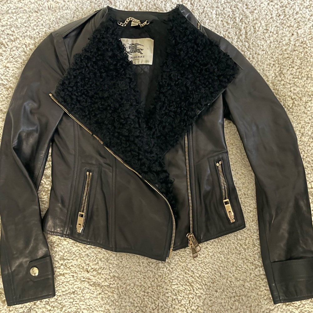 Burberry black leather jacket